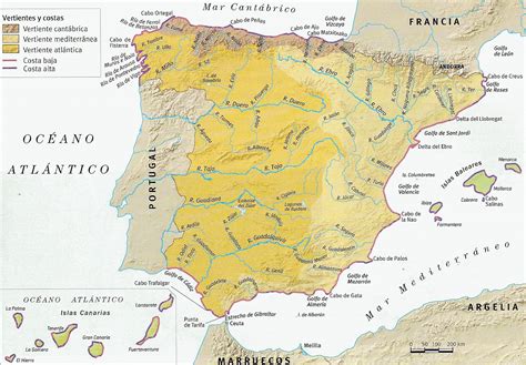 Mapa rios España en color