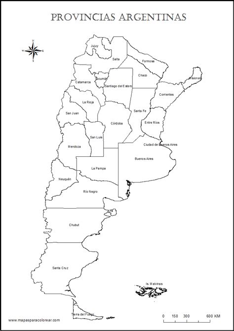 Mapas de Argentina para colorear