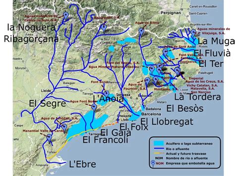 Mapas de cataluña, de rios, afluentes, acuíferos catalanes ...