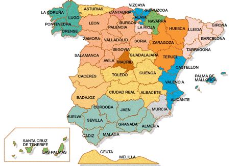 MAPAS DE ESPAÑA Y DE EUROPA: MAPA DE PROVINCIAS DE ESPAÑA