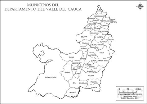 Mapas del departamento del Valle del Cauca para colorear