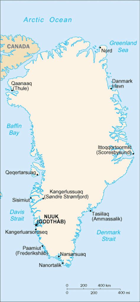 Mapas politico de Groenlandia