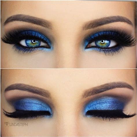 Maquillaje De Ojos Azul Rey Con Plateado   Acerca Ojos