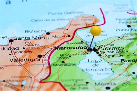 Maracaibo auf einer Karte von Amerika eingeheftet   Stockfotografie ...
