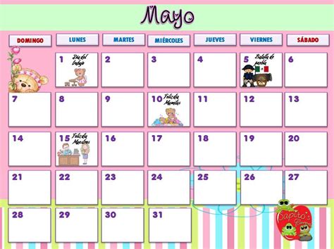 Maravilloso calendario del mes de mayo para planificar ...