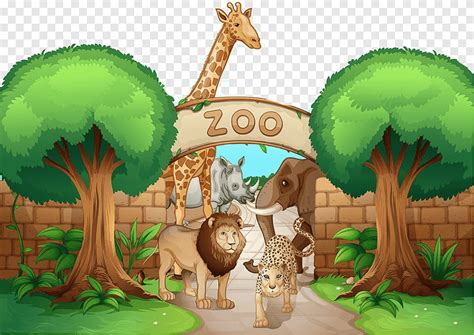 Material del zoo de dibujos animados, dibujos animados, material del ...