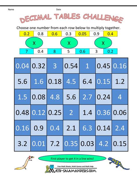 math multiplication games decimal tables challenge | Math ...