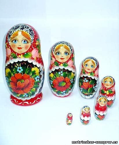 Matrioska  muñecas rusas  de 7 piezas  Melodias de Jojloma  20 cm  altura