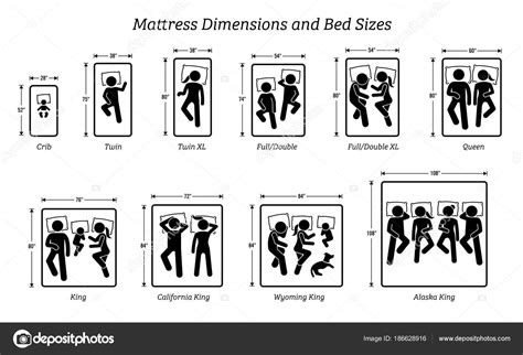 Mattress Dimensions Bed Sizes Pictograms Depict Icons ...