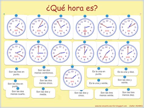 Me encanta escribir en español: ¿Qué hora es?