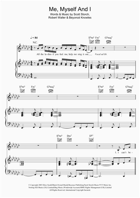 Me, Myself And I Piano Sheet Music | OnlinePianist