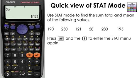 Mean & total using Statistics STAT mode & ordering a ...