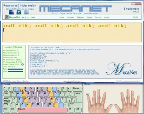MecaNet, programa de mecanografía en español