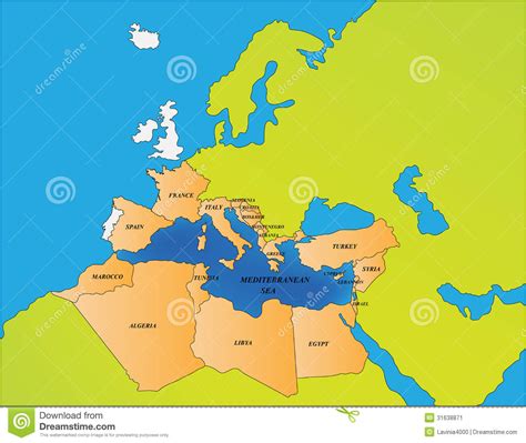 Mediterranean Sea Countries Stock Vector   Illustration of ...