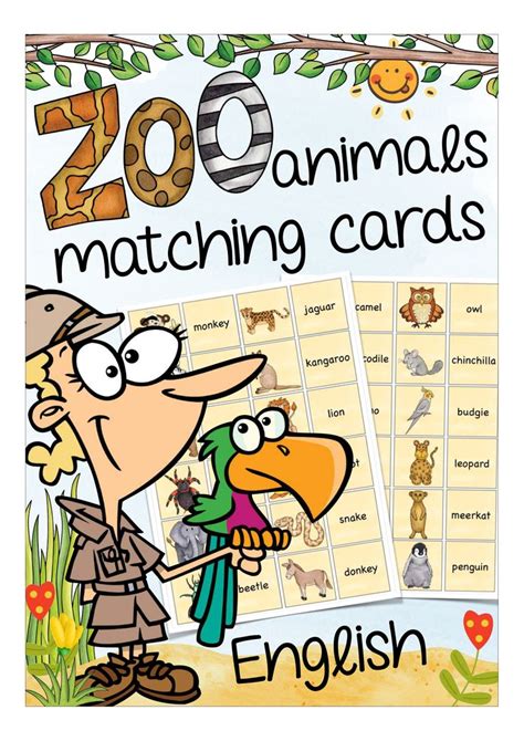 Memory Zoo animals   English matching gameI love using matching cards ...