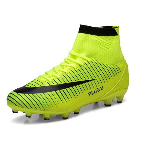 Men High Ankle Football Boots Long Spikes Football Shoes ...