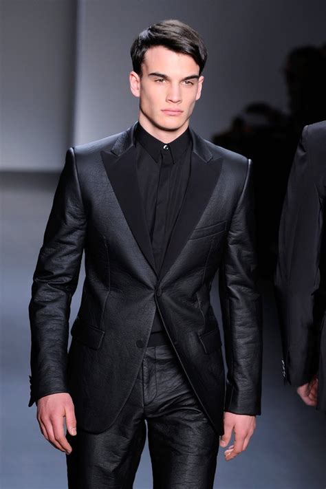 Men s black leather suit | Black suit stylest | Pinterest ...