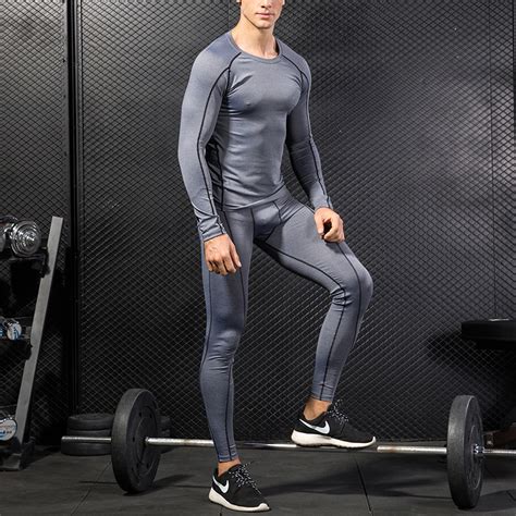 Mens Compression Sports Workout Shirts Pants Gym Clothes ...