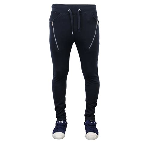 Mens Skinny Joggers Slim Fit Bottoms Cuffed Pants Gym ...