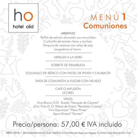 Menús para Comuniones   Hotel Olid