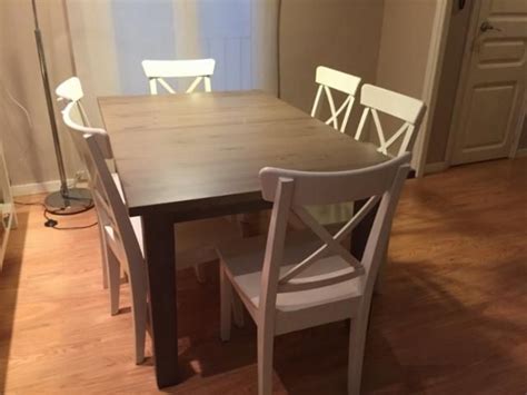 Mesa comedor con 6 Sillas IKEA. Blanco y gris. | Ikea ...