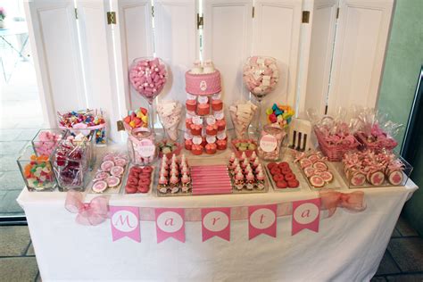 mesa dulce bautizo niña en tonos rosas | Mesa de dulces ...