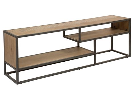 Mesa TV industrial madera con patas de hierro   Mueble de ...