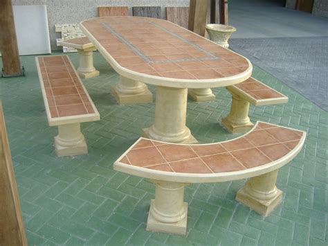 Mesas y bancos para jardines prefabricados piedra ...