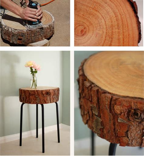 Mesita con un tronco y un taburete de ikea | Muy Ingenioso ...