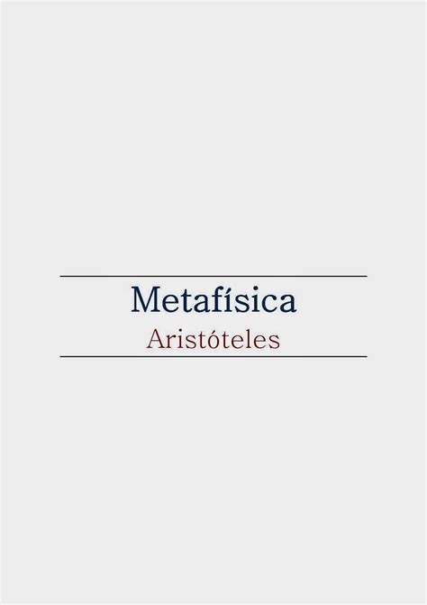 Metafisica Aristoteles [PDF] | Ebooks para todos.