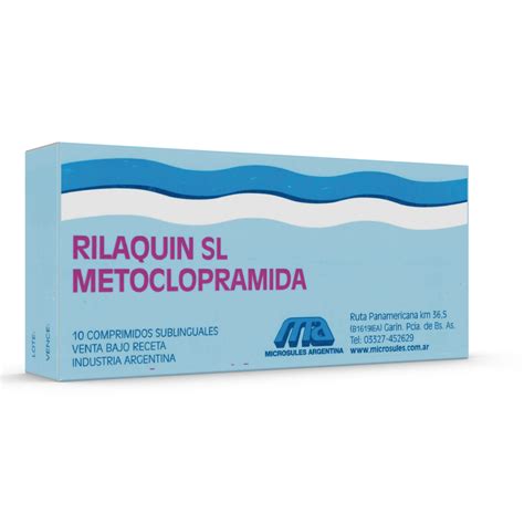 metoclopramida 10 mg comp.subl.x 10 | RILAQUIN SL   MARBE S.A. | Droguería