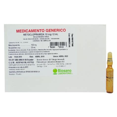 Metoclopramida 10mg / 2ml Solución inyectable – Pharmedic