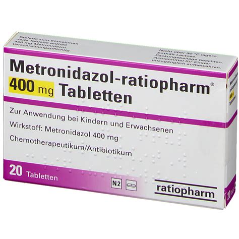 Metronidazol ratiopharm 400 mg Tabletten 20 St   shop ...