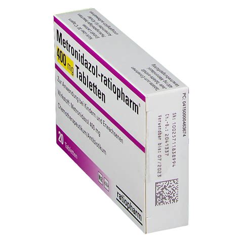 Metronidazol ratiopharm 400 mg Tabletten 20 St   shop ...