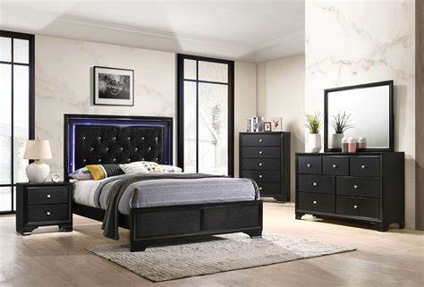 Micah Black LED Bedroom Furniture Sets | Urban Furniture ...