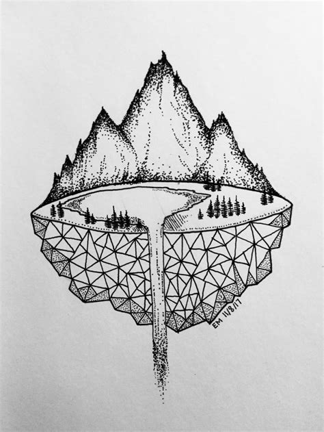 micron mountains | Easy pen drawing, Easy drawings, Cute ...