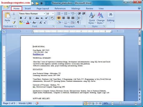 >Microsoft Word 2007 – Home Tab | Softknowledge s Blog
