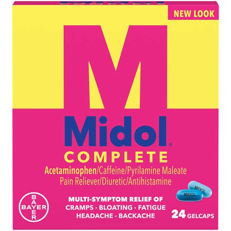 Midol Complete Menstrual Pain Relief Gelcaps w/ Acetaminophen   24 Ct ...