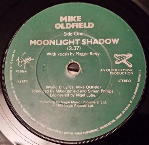 Mike Oldfield   Moonlight Shadow  1983, Green paper labels ...