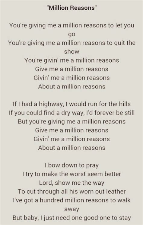 Million Reasons  Lady Gaga #1 | Lady gaga lyrics, Lady ...