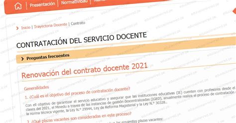 MINEDU: Sepa cómo será la Renovación del Contrato Docente 2021 ...