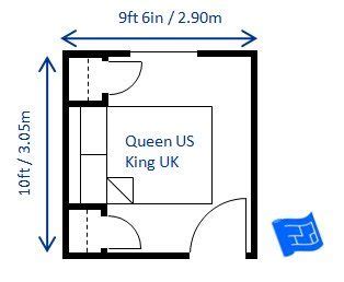 minimum bedroom size for a queen bed 9ft 6in x 10ft ...