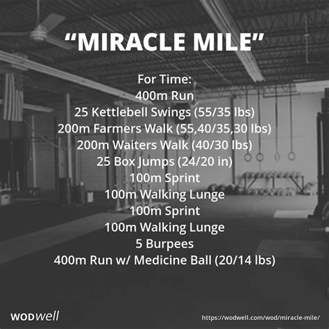 Miracle Mile  WOD | Kettlebell workout, Wod workout, Crossfit
