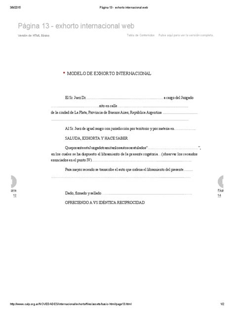 Modelo de Exhorto Internacional | PDF