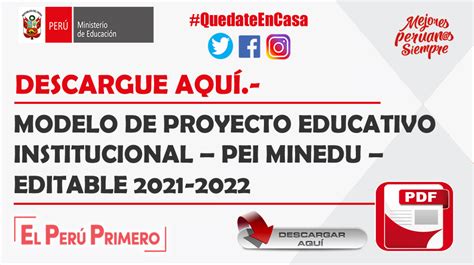 MODELO DE PROYECTO EDUCATIVO INSTITUCIONAL – PEI MINEDU – EDITABLE 2021 ...