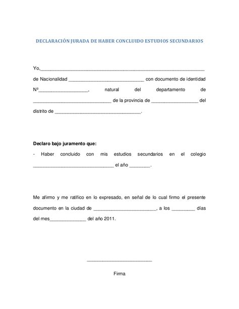 modelo declaracion jurada estandar modelo de declaracion ...