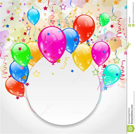 Modern Birthday Greeting Card With Set Balloons Stock ...