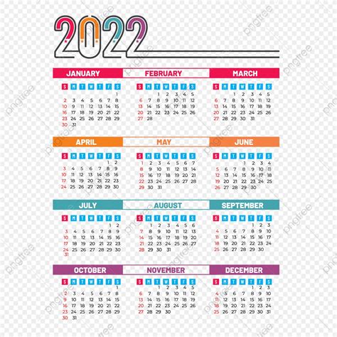 Moderno Calendario 2022 A Todo Color, Año Nuevo, Calendario 2022 ...