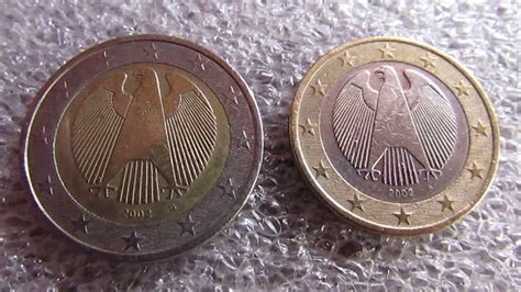 Moeda Alemanha 1 e 2 Euros do Ano 2002 Bimetálica Rara dos ...