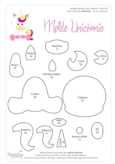 Moldes | moldes | Moldes unicornio, Unicornio de fieltro y ...